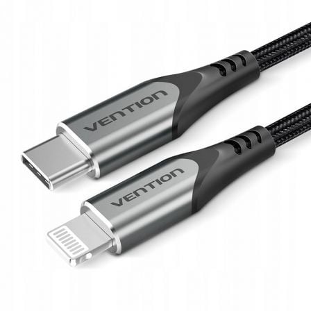 Cable USB 2.0 Tipo-C Lightning Vention TACHF/ USB Tipo-C Macho - Lightning Macho/ 480Mbps/ 1m/ Gris