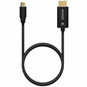 Cable Conversor Aisens A109-0711/ USB Tipo-C Macho - HDMI 8K Macho/ Hasta 27W/ 6000Mbps/ 1m/ Negro