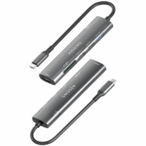 Docking USB Tipo-C Aisens ASUC-7P027-GR/ 1xHDMI 4K/ 3xUSB/ 1xUSB Tipo-C PD/ 1xLector Tarjetas/ Gris
