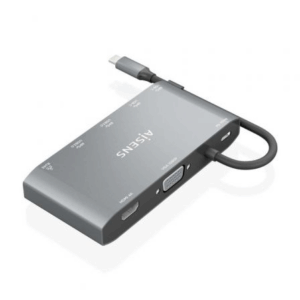 Docking USB Tipo-C Aisens ASUC-8P010-GR/ 1xHDMI 4K/ 1xVGA/ 2xUSB/ 1xRJ45/ 2xUSB Tipo-C/ 1xUSB Tipo-C PD/ Gris