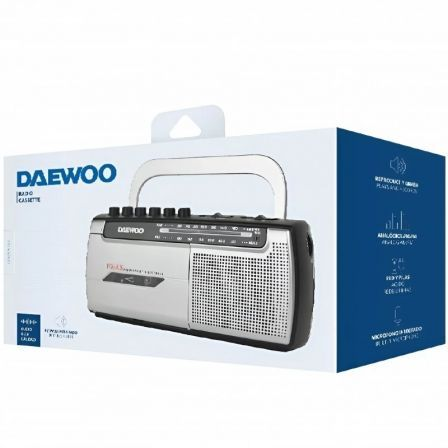 Radio Cassete Daewoo DW1107/ con Cable/ a Pilas/ Negra y Plateada