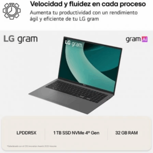 Portátil LG Gram 16Z90TL-G.AU88B Intel Core Ultra 7-258V/ 32GB/ 1TB SSD/ 16"/ Win11
