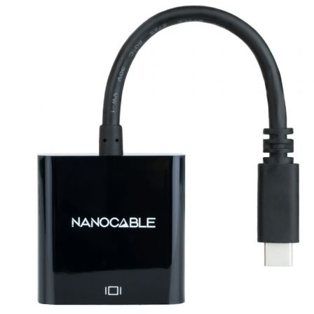 Cable Conversor Nanocable 10.16.4101-BK/ USB Tipo-C Macho - VGA Hembra/ 10cm/ Negro