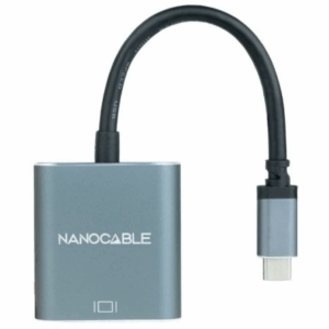 Conversor Nanocable 10.16.4101-G/ USB Tipo-C Macho - VGA Hembra/ 10cm/ Negro y Gris