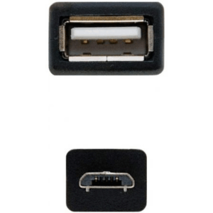 Cable USB 2.0 Nanocable 10.01.3500/ MicroUSB Macho - USB Hembra/ 15cm/ Negro