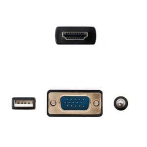 Cable Conversor Nanocable 10.15.4350/ HDMI Macho - VGA Macho - Jack 3.5 Macho - USB Macho/ 1.8m/ Negro