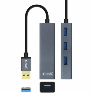 Hub USB 3.0 Nanocable 10.16.4402/ 4xUSB/ Gris
