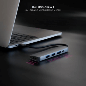 Docking Tipo-C Nanocable 10.16.4605/ 3xUSB/ 1xHDMI 4K/ 1xUSB Tipo-C PD/ Gris