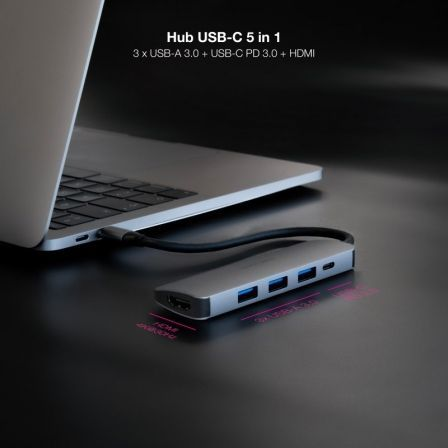 Docking Tipo-C Nanocable 10.16.4605/ 3xUSB/ 1xHDMI 4K/ 1xUSB Tipo-C PD/ Gris