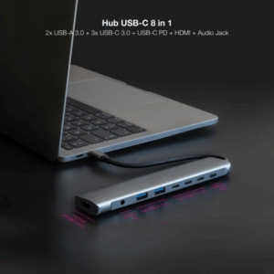 Docking Tipo-C Nanocable 10.16.4608/ 2xUSB/ 3xUSB Tipo-C/ 1xHDMI 4K/ 1xJack 3.5/ 1xUSB Tipo-C PD/ Gris