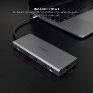 Docking Tipo-C Nanocable 10.16.4612/ 3xUSB/ 1xUSB Tipo-C/ 2xHDMI 4K/ 1xDisplayPort/ 1xRJ45/ 1xLector tarjetas/ 1xJack 3.5/ 1xUSB Tipo-C PD/ Gris