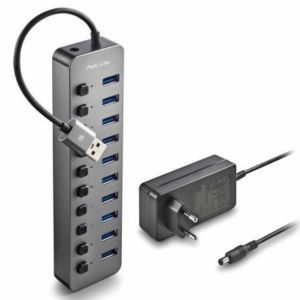 Hub USB NGS IHUB10/ 10xUSB 3.0/ Gris