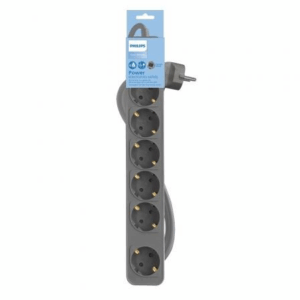 Regleta con Interruptor Philips CHP2164G/10/ 6 Tomas de corriente/ Cable 1.5m/ Gris
