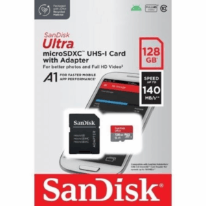 Tarjeta de Memoria SanDisk Ultra 128GB microSD XC con Adaptador/ Clase 10/ 140MBs
