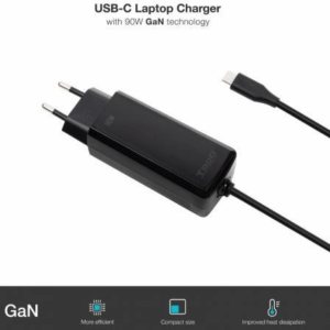 Cargador de Portátil GaN TooQ TQLC-USBCGAN90PD-C/ 1xUSB Tipo-C/ 90W/ Automático/ Voltaje 5-20V