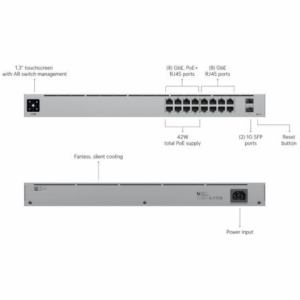 Switch Gestionable Ubiquiti USW-16-POE 16 Puertos/ RJ-45 Gigabit 10/100/1000/ SFP/ PoE+