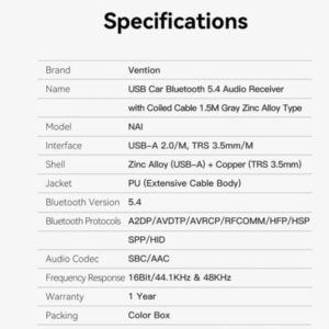 Receptor FM/ MP3/ Bluetooth Vention NAIHG