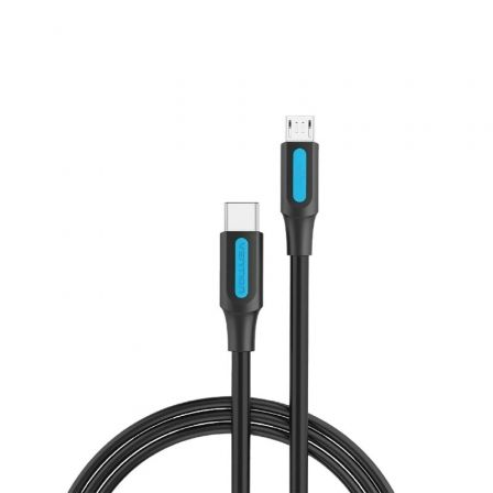 Cable USB 2.0 Tipo-C Vention COVBF/ USB Tipo-C Macho - MicroUSB Macho/ 480Mbps/ 1m/ Negro