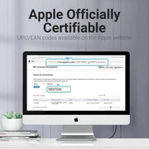 Cable USB 2.0 Lightning Vention LABHD/ USB Macho - Lightning Macho/ 50cm/ Gris