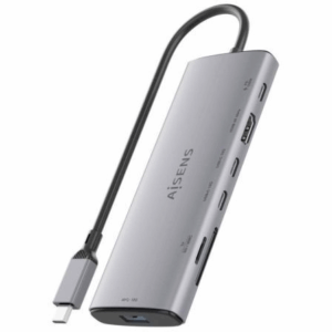 Docking USB Tipo-C Aisens ASUC-7P031-GR/ 1xHDMI 4K/ 1xUSB/ 2xUSB Tipo-C/ 1xLector Tarjetas/ 1xUSB Tipo-C PD/ Gris