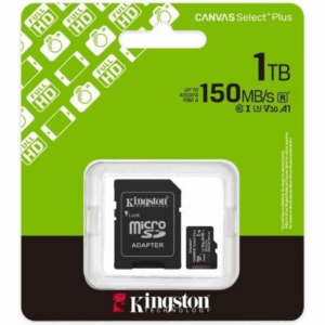 Tarjeta de Memoria Kingston CANVAS Select Plus 1TB microSD XC con Adaptador/ Clase 10/ 150MBs