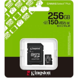 Tarjeta de Memoria Kingston CANVAS Select Plus 256GB microSD XC con Adaptador/ Clase 10/ 150MBs