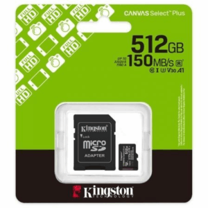 Tarjeta de Memoria Kingston CANVAS Select Plus 512GB microSD XC con Adaptador/ Clase 10/ 150MBs