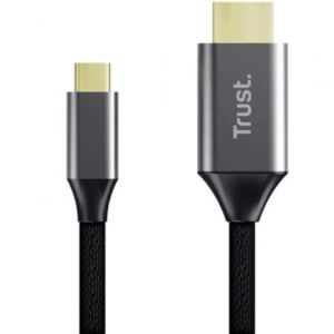 Cable Conversor HDMI 4K Trust CALYX/ USB Tipo-C Macho - HDMI Macho/ 2m/ Gris