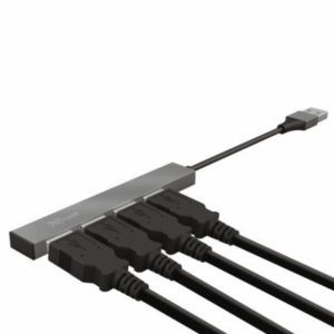Hub USB 2.0 Trust Halyx/ 4xUSB/ Gris