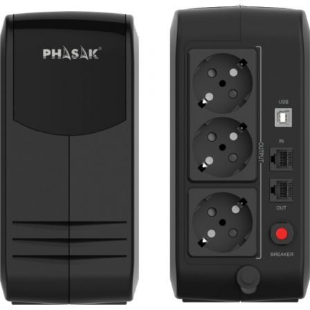 SAI Línea Interactiva Phasak Smart Lite 750 VA/ 750VA-450W/ 3 Salidas/ Formato Torre