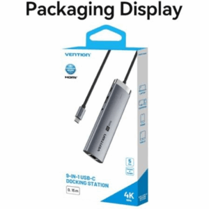 Hub USB Tipo-C 3.2 Vention TGVHB/ 2xUSB/ 1xUSB Tipo-C PD/ 1xUSB Tipo-C/ 1xRJ45/ 1xLector de Tarjetas/ 1xJack 3.5mm/ 1xHDMI/ Gris