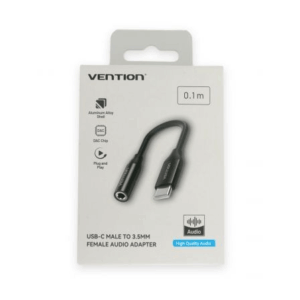 Conversor Vention BIHBA/ Jack 3.5 Hembra - USB Tipo-C Macho/ 10cm/ Negro