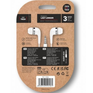Auriculares Intrauditivos Tech One Tech soft earTECH TEC1004/ con Micrófono/ Jack 3.5/ Blancos