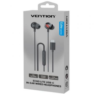 Auriculares Intrauditivos Vention Echo Lite USB-C In-Ear/ con Micrófono/ USB Tipo-C/ Negros