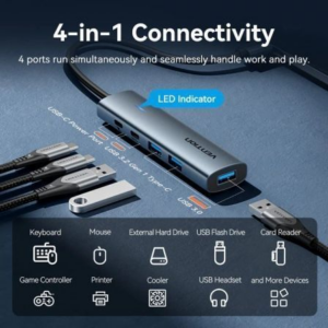 Hub USB 3.0 Vention TGXHB/ 1xUSB Tipo-C/ 3xUSB/ 1xUSB Tipo-C PD/ Gris