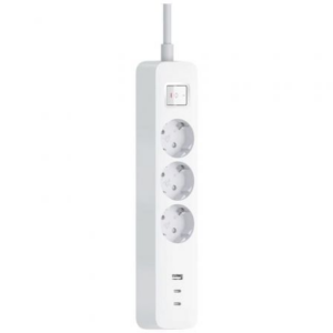 Regleta con Interruptor Xiaomi 20W Power Strip/ 3 Tomas de Corriente/ 1 USB/ 2 USB Tipo-C/ Cable 1.4m/ Blanca
