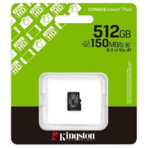 Tarjeta de Memoria Kingston CANVAS Select Plus 512GB microSD XC/ Clase 10/ 150MBs