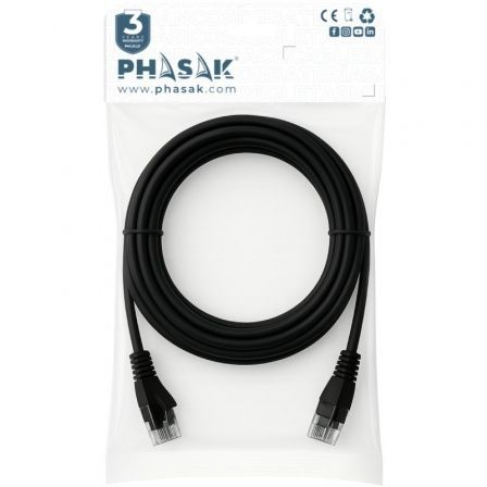 Cable de Red RJ45 UTP Phasak PHK 1710 Cat.6/ 10m/ Negro