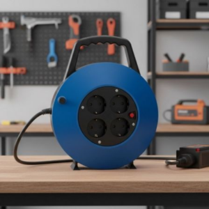 Regleta enrollable Phasak BN 3411/ 4 Tomas de Corriente/ Cable 10m/ Azul