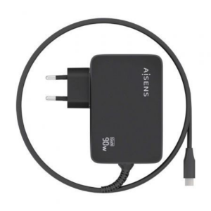 Cargador de Portátil GaN Aisens ASCH-1PD90WL034-BK/ 1xUSB Tipo-C + Cable 1.8m/ 90W/ Automático/ Voltaje 5-20V