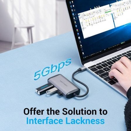 Docking USB Tipo-C Vention TGSHB/ 3xUSB/ 1xHDMI 4K/ 1xVGA/ 1xUSB Tipo-C PD/ Gris