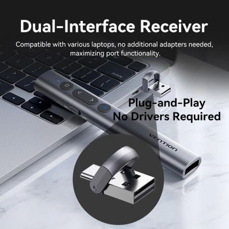 Presentador Inalámbrico Vention KQIH0/ 2.4GHz/ Gris