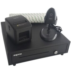 Pack Approx appPOSPACK4180LAN Cajón Portamonedas/ Impresora Térmica/ Lector de Códigos y Rollos Térmicos