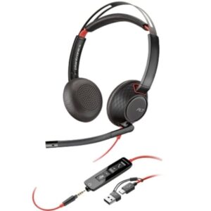 Auriculares Poly Blackwire 5220 + Adaptador USB-C/A/ con Micrófono/ Jack 3.5mm/ Negro