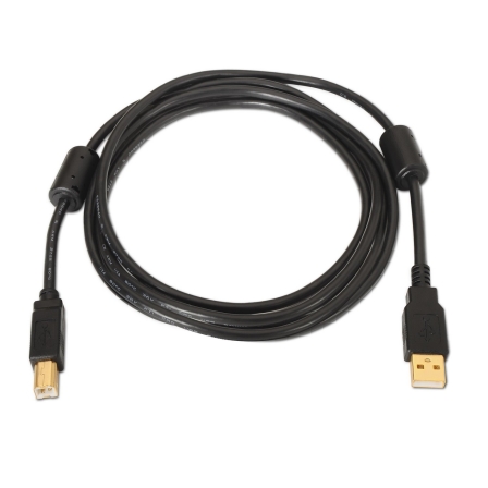 Cable USB 2.0 Impresora Aisens A101-0011/ USB Tipo-B Macho - USB Macho/ 5m/ Negro