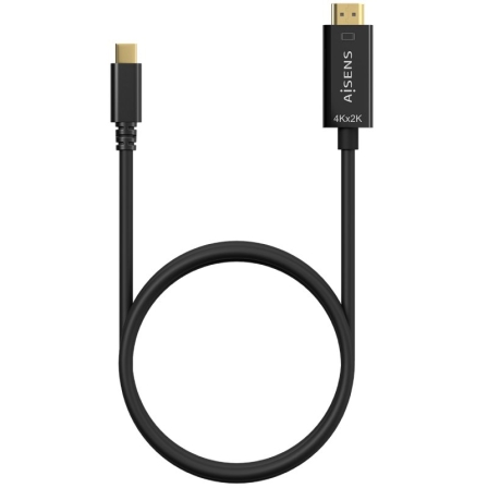 Cable Conversor HDMI 4K Aisens A109-0624/ USB Tipo-C Macho - HDMI Macho/ Hasta 27W/ 1250Mbps/ 1.8m/ Negro