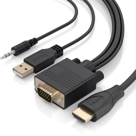 Cable Conversor Aisens A115-1008 SVGA Macho - USB Macho - Jack Macho/ HDMI Macho/ 1.5m/ Negro