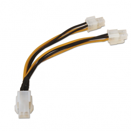 Cable Alimentación para Microprocesador Aisens A131-0166/ Molex 4+4 PIN Macho - Molex 4 PIN Hembra/ Hasta 54W/ 15cm