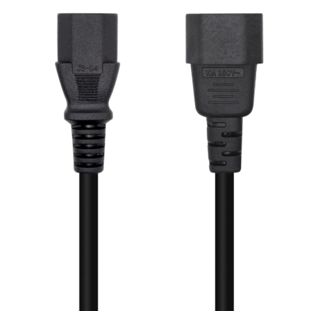 Cable Alargador de Alimentación CPU Aisens A132-0171/ IEC C13 Hembra - IEC C14 Macho/ Hasta 1500W/ 1.5m/ Negro