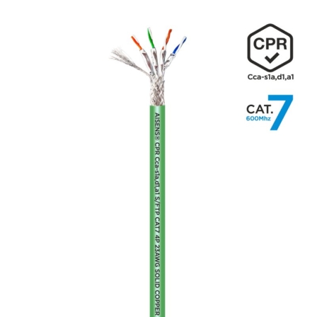 Bobina de Cable RJ45 SFTP AWG23 LSZH CPR Cca Aisens A146-0667 Cat.7/ 305m/ Verde